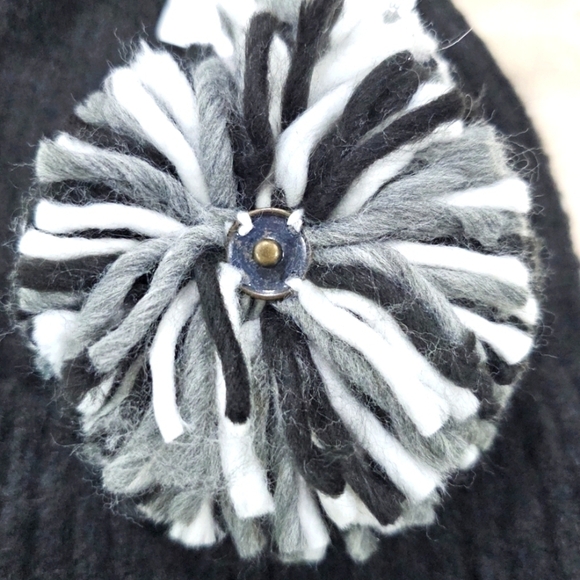Detachable or Interchangeable Two Pom Beanie Cuffed Winter Knit Hat in Black - Picture 6 of 8